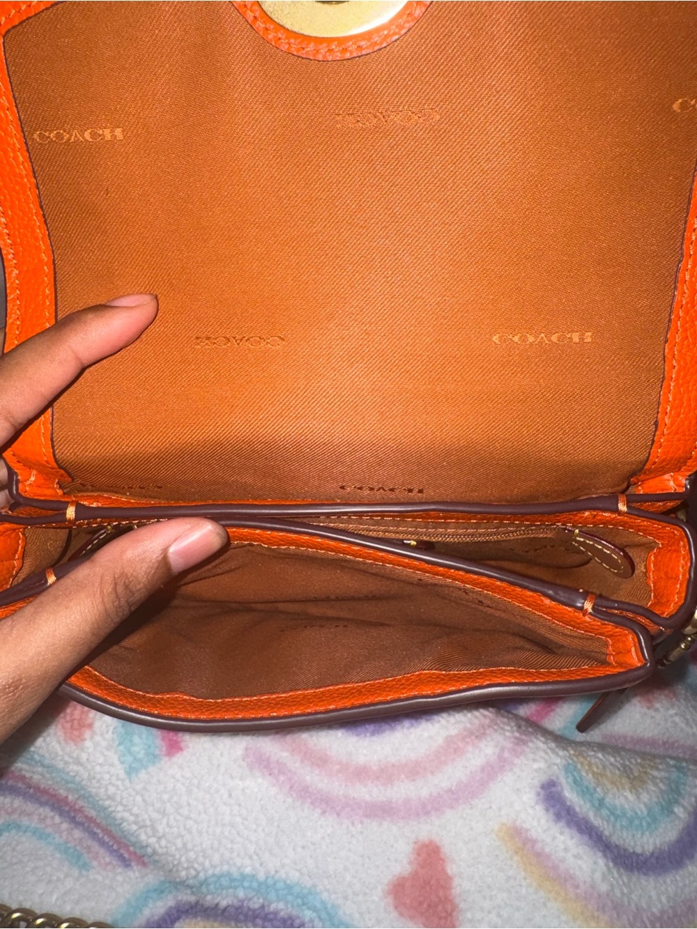 Coach Orange Pebbled Leather Crossbody with Gold Hardware - Picture 2 of 11